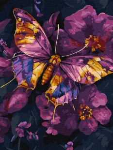 Malen nach Zahlen - Goldener Schmetterling mit extra Metallic-Farben ©art_selena_ua