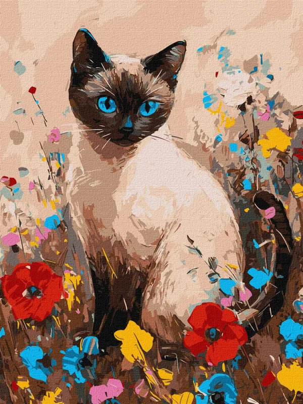 Painting by numbers - Kitty in flowers ©art.solomiia