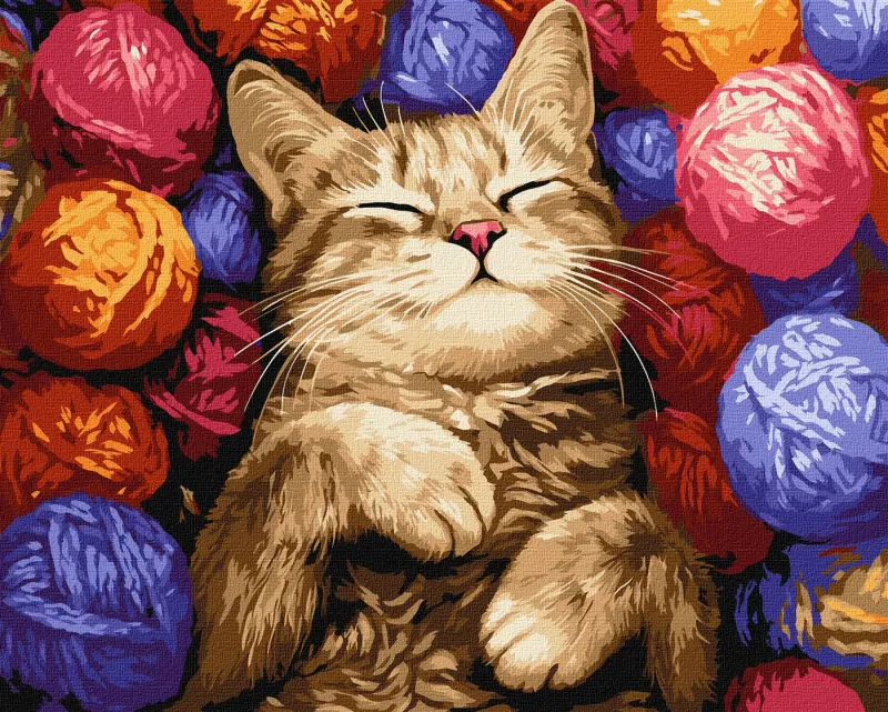 Painting by numbers - The cat in the balls ©art_selena_ua