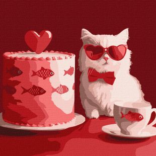 Malen nach Zahlen - Katze mit Kuchen ©art_selena_ua