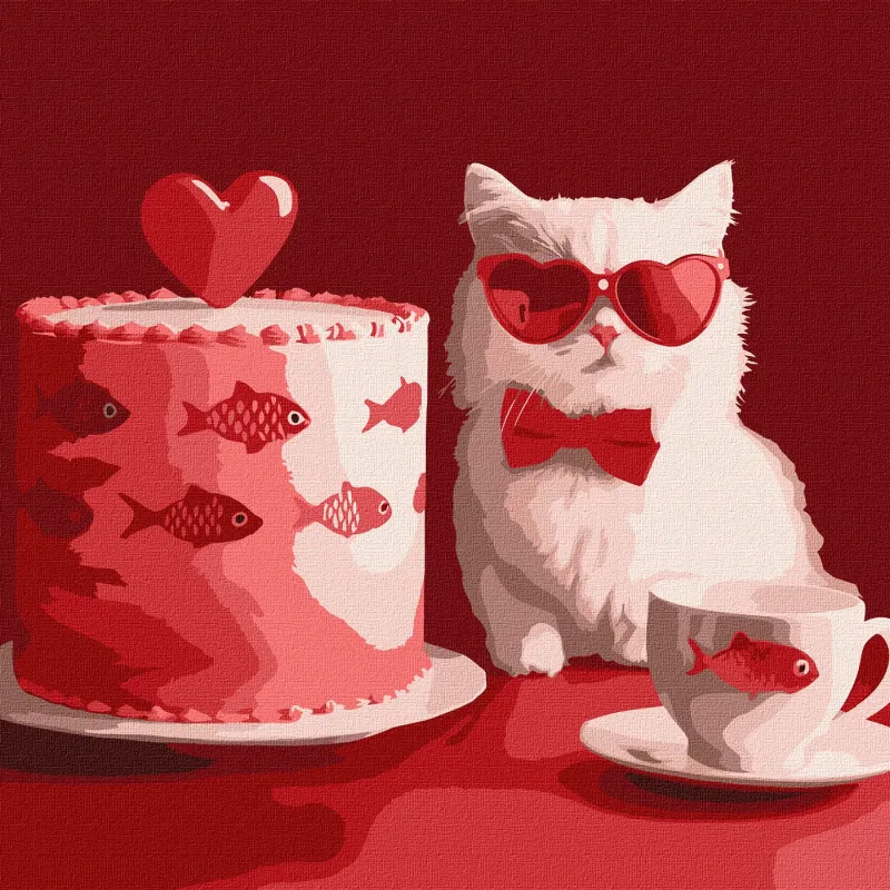 Malen nach Zahlen - Katze mit Kuchen ©art_selena_ua