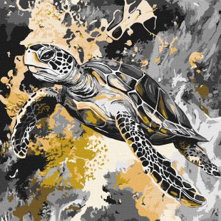 Malen nach Zahlen - Goldene Schildkröte mit extra Metallic-Farben ©art_selena_ua