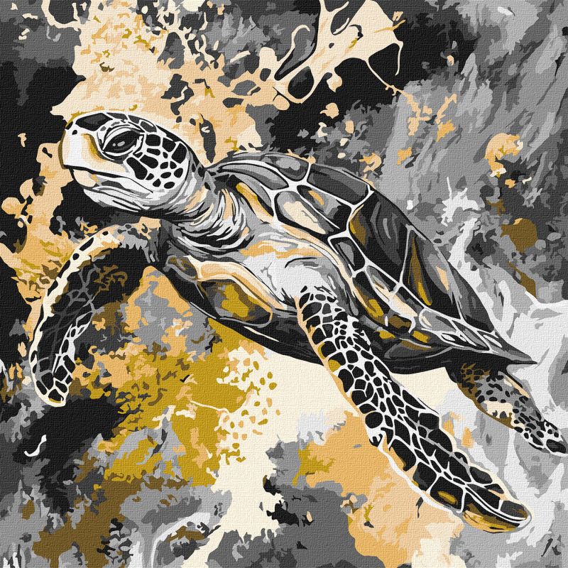 Malen nach Zahlen - Goldene Schildkröte mit extra Metallic-Farben ©art_selena_ua