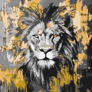 Malen nach Zahlen - Goldener Löwe mit metallischen Farben ©art_selena_ua