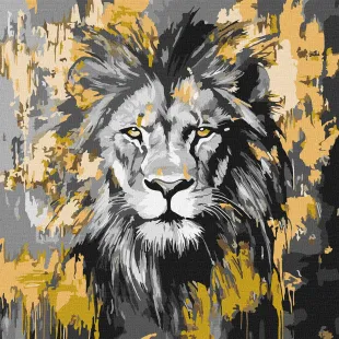 Malen nach Zahlen - Goldener Löwe mit metallischen Farben ©art_selena_ua