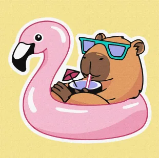 Malen nach Zahlen - Capybara im Urlaub ©art_selena_ua