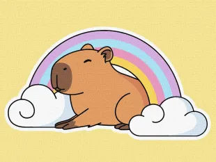 Malen nach Zahlen - Capybara und der Regenbogen