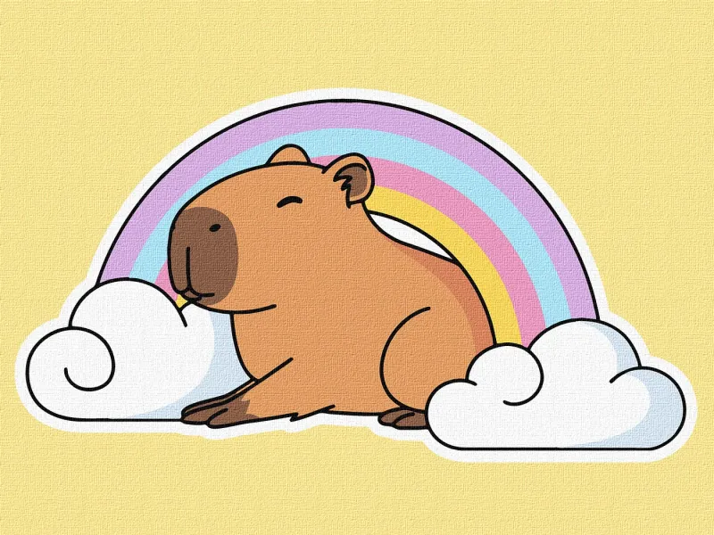 Malen nach Zahlen - Capybara und der Regenbogen