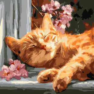 Malen nach Zahlen - Rote Katze auf der Fensterbank ©art_selena_ua