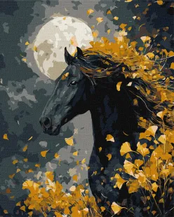 Malen nach Zahlen - Pferd und Wind mit metallischen Farben ©art_selena_ua