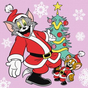 Malen nach Zahlen - Tom und Jerry: am Weihnachtsbaum ©Warner Bros.