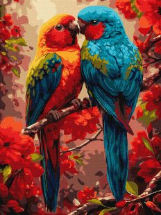Malen nach Zahlen - Ein Paar bunte Papageien ©art_selena_ua