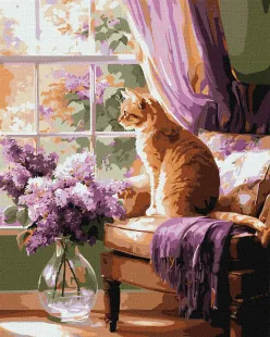Malen nach Zahlen - Rote Katze und Flieder ©art_selena_ua