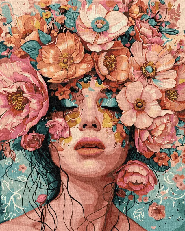Malen nach Zahlen - Ein Mädchen mit Blumen ©victoria_art___