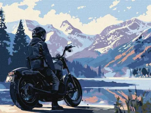 Malen nach Zahlen - Motorradfahrer in den Bergen ©art_selena_ua