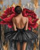 Malen nach Zahlen - Ballerina mit roten Pfingstrosen mit metallischen Farben ©art_selena_ua
