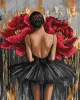 Malen nach Zahlen - Ballerina mit roten Pfingstrosen mit metallischen Farben ©art_selena_ua