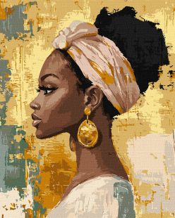 Malen nach Zahlen - Schönheit mit goldenen Ohrringen mit extra Metallic-Farben ©art_selena_ua