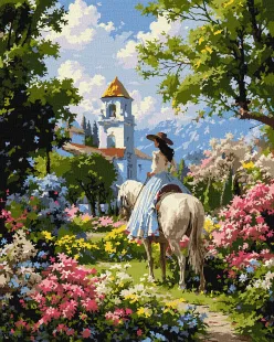 Malen nach Zahlen - Reiterin inmitten der Blumen ©art_selena_ua
