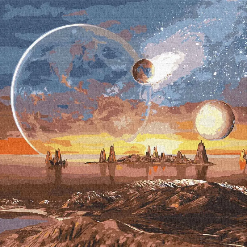 Malen nach Zahlen - Weltraumwüste mit Metallic-Lack