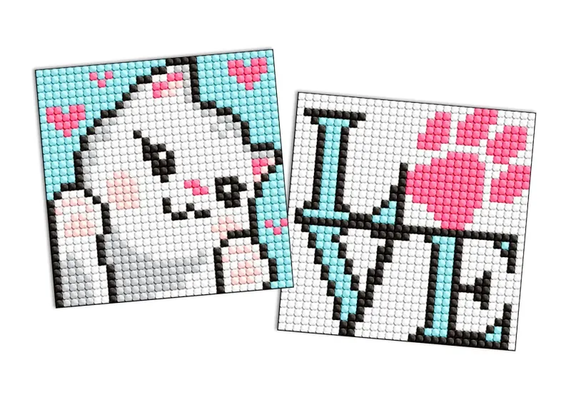 Diamond mosaic on a magnet - Cute kitty, set of 2 pcs