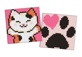 Diamond Painting auf einem Magnet - Flauschige Umarmungen, Satz mit 2 Bildern