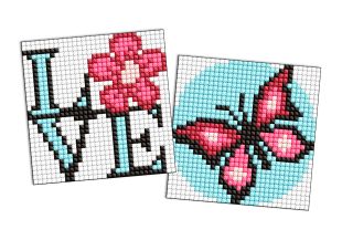 Diamond Painting auf einem Magnet - Der anmutige Schmetterling, Satz mit 2 Bildern