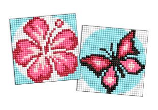 Diamond Painting auf einem Aufkleber - Rosa Farbe, Satz mit 2 Bildern