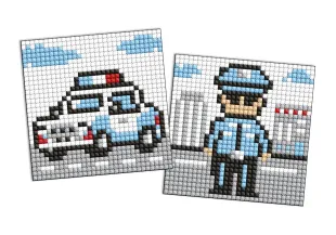 Diamond Painting auf einem Aufkleber - Berufe. Polizist, Satz mit 2 Bildern