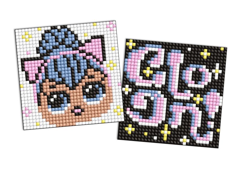 Diamond Painting auf einem Magnet - LOL und Sterntext, Satz mit 2 Bildern