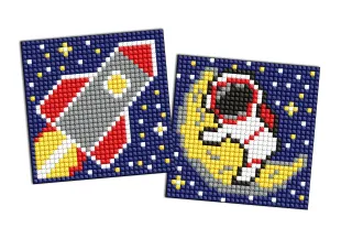Diamond Painting auf einem Aufkleber - Berufe. Astronaut, Satz mit 2 Bildern