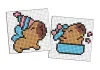 Diamond Painting auf einem Aufkleber - Capybara feiert, Satz mit 2 Bildern