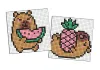 Diamond Painting auf einem Magnet - Capybara: Ananas und Wassermelone, Satz mit 2 Bildern