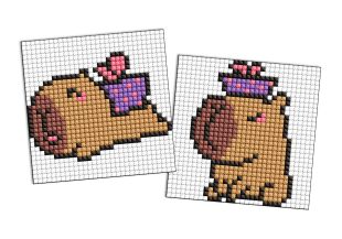 Diamond Painting auf einem Aufkleber - Capybara 10, Satz mit 2 Bildern