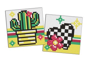 Diamond Painting auf einem Aufkleber - Blume und Kaktus, Satz mit 2 Bildern