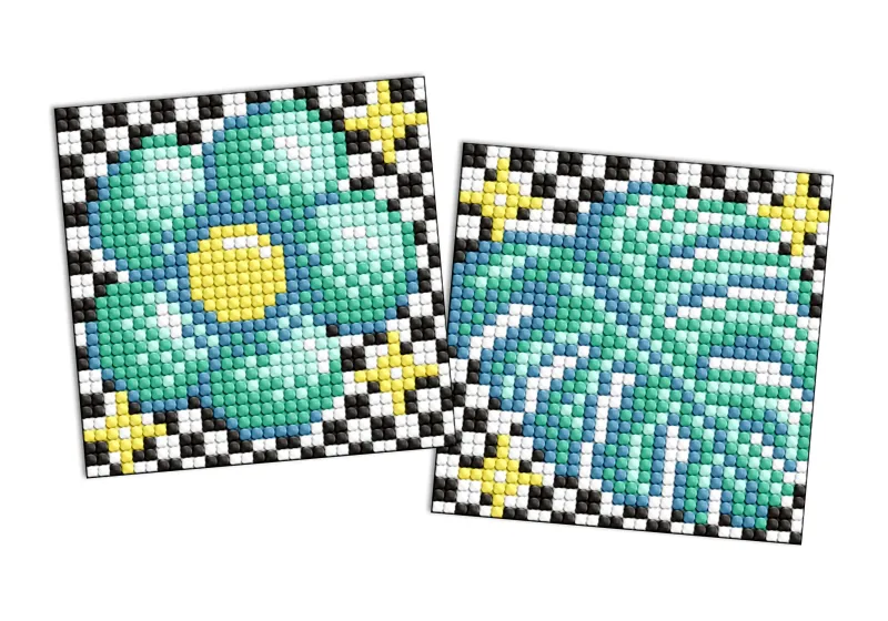 Diamond mosaic on a sticker - Flower and leaf, set of 2 pcs