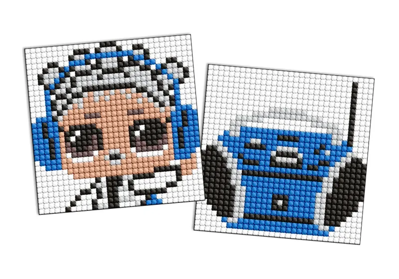 Diamond Painting auf einem Magnet - LOL und blaue Boombox, Satz mit 2 Bildern