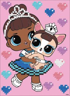 Diamond Painting mit teilweiser Füllung - LOL Surprise! Miss Baby With Miss Puppy