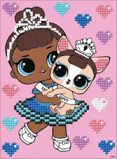 Diamond Painting mit teilweiser Füllung - LOL Surprise! Miss Baby With Miss Puppy