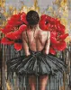 Diamond Painting ohne Rahmen - Ballerina mit roten Pfingstrosen ©art_selena_ua