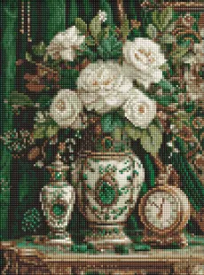 Diamond Painting - Porzellan mit weißen Rosen ©art_selena_ua