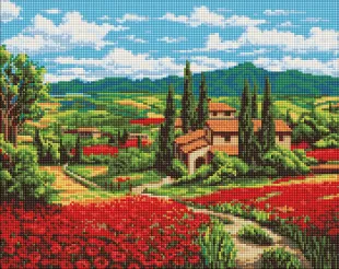 Diamond Painting - Mohnfeld in der Nähe des Hauses ©art_selena_ua