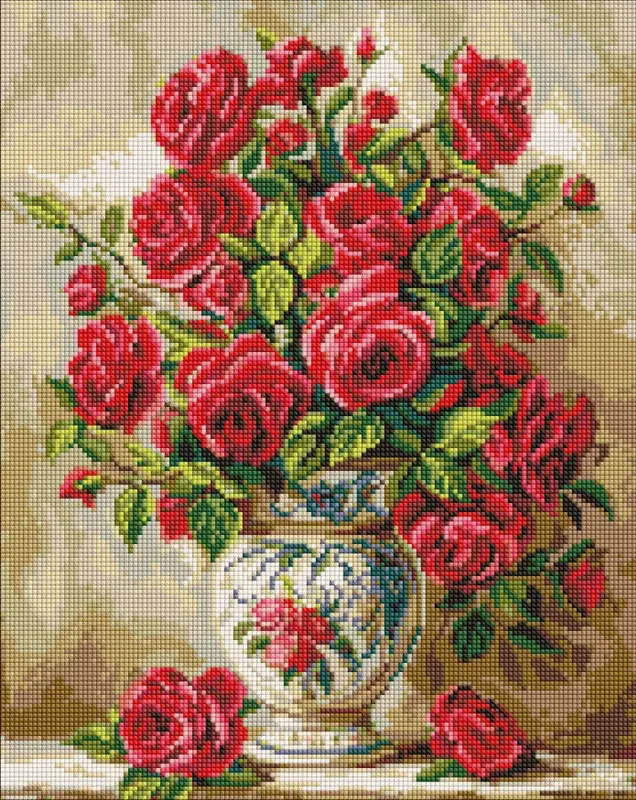 Diamond mosaic - Crimson roses ©art_selena_ua