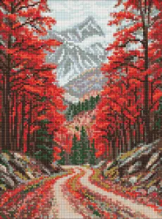 Diamond Painting - Straße durch den roten Wald ©art_selena_ua