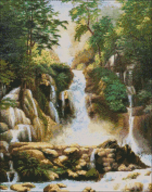 Diamond Painting - Landschaft mit einem Wasserfall ©ArtAlekhina