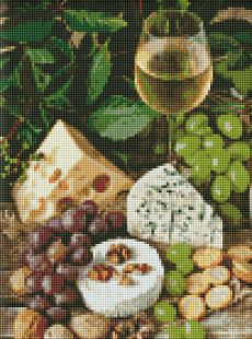 Diamond Painting - Weißwein mit Käse