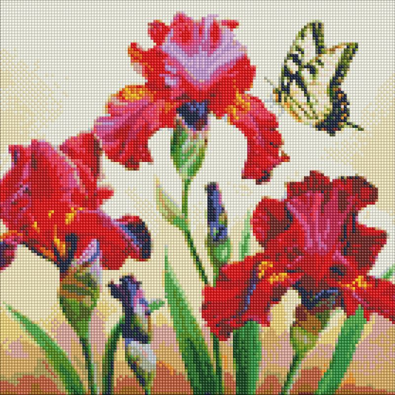 Diamond mosaic - Exquisite irises with hologram rhinestones (AB) ©annasteshka