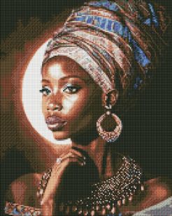 Diamond Painting - Afrikanische Schönheit mit holografischen Strasssteinen (AB) ©art_selena_ua