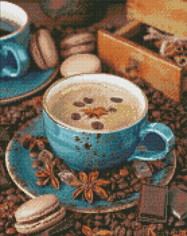 Diamond mosaic without frame - Still life with coffee