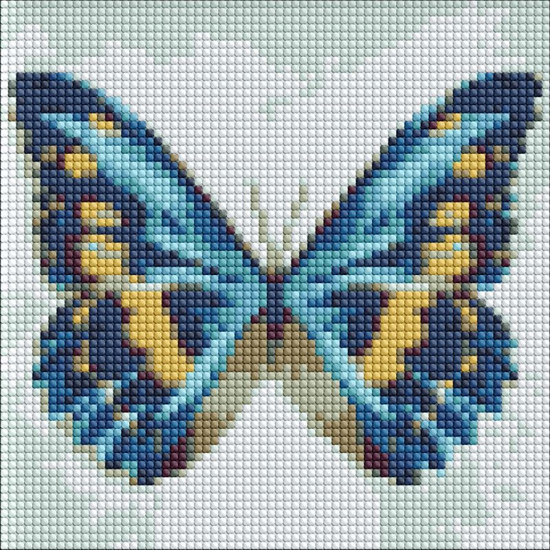 Diamond Painting ohne Rahmen - Blauer Schmetterling mit holografischen Strasssteinen (AB)